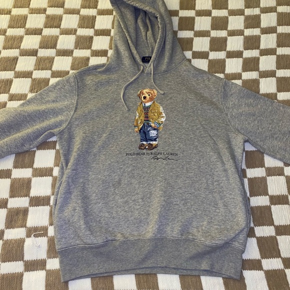 Polo by Ralph Lauren Gray Hoodie with Bear Graphic Large - Picture 1 of 9
